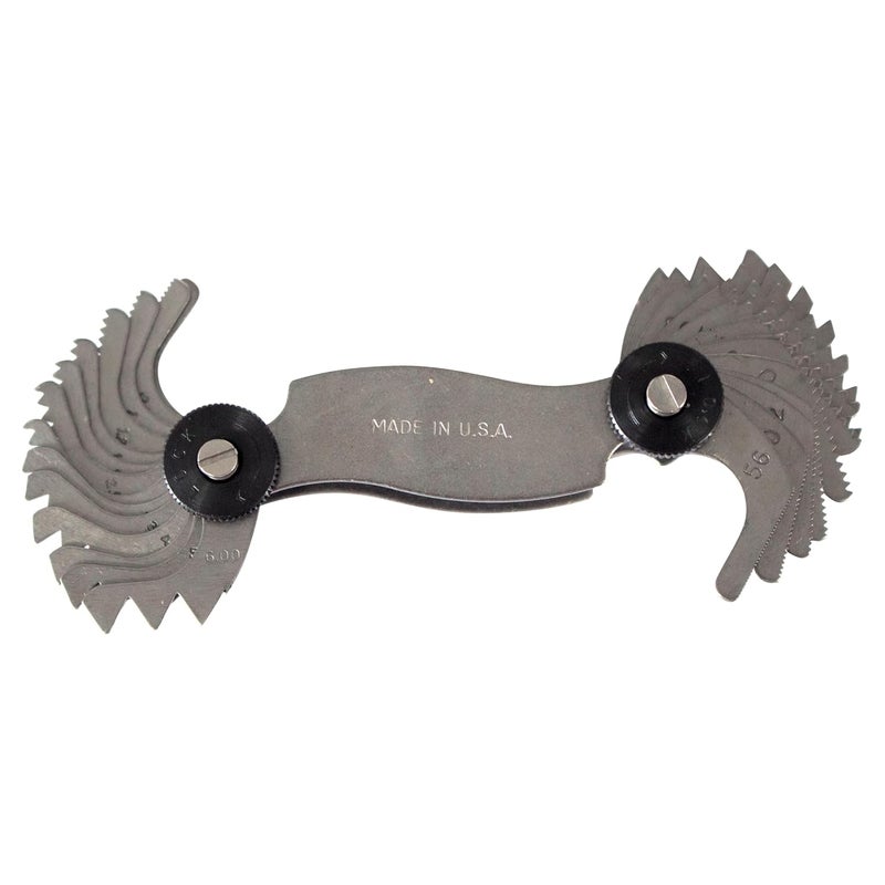 UNIPEC Made in USA | Screw Pitch Gauge – 28 Leaves, 4–56 TPI, 0.50–6.0mm Pitch | English/Metric Thread Gage Tool | Precision Steel Thread Measuring Tool - Image 1